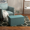 Pouf Poggiapiedi Rettangolare 75x41x41 cm Rivestimento Rimovibile in Tessuto Effetto Lino Verde