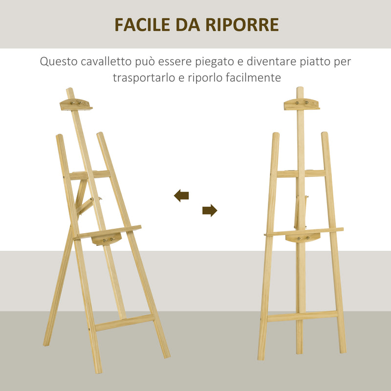 Cavalletto Treppiede da Pittura 51,5x71,5x134,5 cm in Legno di Pino Naturale   