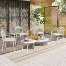 Set 4 Sedie da Giardino 57x54x78 cm Impilabili con Schienale Alto in PP Bianco