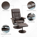 Poltrona Relax Reclinabile 80x69x110 cm con Seduta Girevole e Pouf Poggiapiedi Marrone