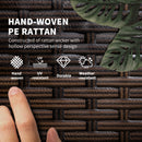 Set 2 Lettini Prendisole con Cuscini Imbottiti e Tavolino in Rattan PE   Marrone e Beige