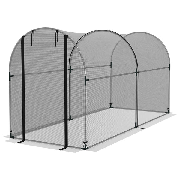 Serra per Piante con Rete a Tunnel 1,2x3x1,5m con Porta a Cerniera Nero prezzo