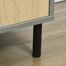 Credenza 6 Ripiani 2 Ante 76x40x179 cm in Truciolato Grigio e Rovere