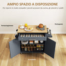 Carrello da Cucina con Cassetto, Portaspezie e Armadietto 109x40x89 cm Grigio e Color Legno   