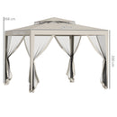 Gazebo da Giardino con Zanzariera Doppio Tetto 3x3m Telaio in Metallo Beige