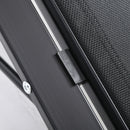 Set 2 Lettini Prendisole e Tavolino con Ripiano 59x169x66 cm in Tessuto Traspirante e Metallo Nero