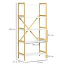 Scaffalatura a 5 Piani 70x37,5x150 cm in Bamboo e MDF Bianco