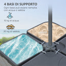 Ombrellone Decentrato Ø292x247 cm con Base a Croce Riempibile e Copertura Caffè   