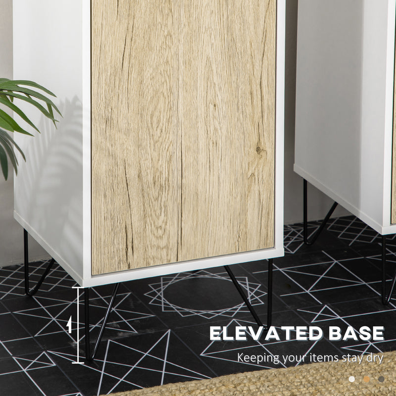 Colonna Bagno 2 Ripiani 2 Ante 30x31,5x169 cm in Truciolato Bianco e color Legno