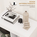 Mobile Contenitore a LED 75x40,1x83 cm 3 Ripiani Aperti e Armadietto in Legno e Vetro Bianco  