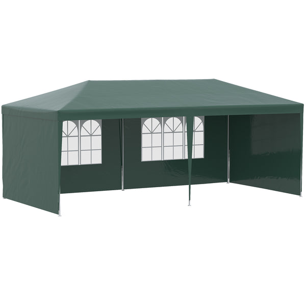 Gazebo da Giardino 585x295x255 cm con Pareti Rimovibili e Finestre Trasparenti Verde sconto