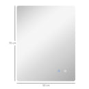 Specchio Bagno con Luci LED  3 Tonalità 70x50 cm Interruttori Touch e Funzione Antiappannamento   