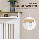 Copritermosifone a Doghe Antiribaltamento 112x19x97 cm con Vano Contenitore in Legno Bianco