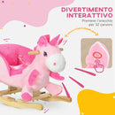 Unicorno a Dondolo Cavalcabile Peluche con 32 Canzoni 65x35x45 cm con Cintura di Sicurezza Rosa