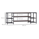 Mobile TV per TV fino a 65" con 6 Ripiani 140x40x50 cm in Acciaio e Truciolato Marrone e Nero