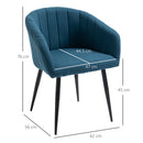 Set 2 Sedie Imbottite in Tessuto Effetto Lino Blu   