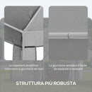 Gazebo da Giardino Esagonale 390x390x250 cm con Doppio Ingresso in Metallo e Poliestere Grigio  