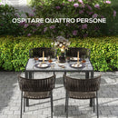 Tavolo da Giardino per 4 Persone con Struttura in Metallo 120x70x72 cm in Rattan PE Grigio