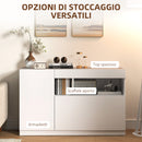 Credenza Mobile Basso Cucina  con Ante Ammortizzate e Apertura a Pressione 120x40x75 cm Bianco  