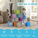 Set 12 Cubi Morbidi per Bambini 20x20x20cm in PU ed EPE Multicolore Scuro  