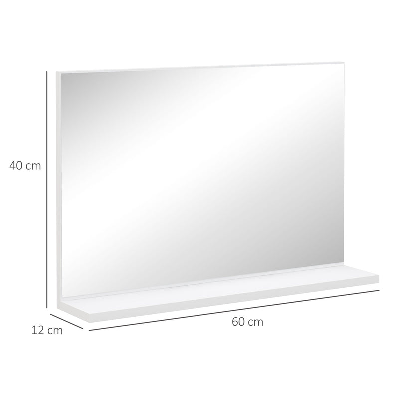 Specchio Bagno a Parete 60x12x40 cm con Mensola Bianco 