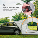 Tenda per Auto Impermeabile a 3 Porte in Poliestere 239x210x210 cm PE e Fibra di Vetro Grigio e Arancione-4