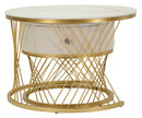 Tavoli da Caffè Votix Coppia Ø70x48 cm - Ø50x43,5 cm in Pino e MDF e Metallo      