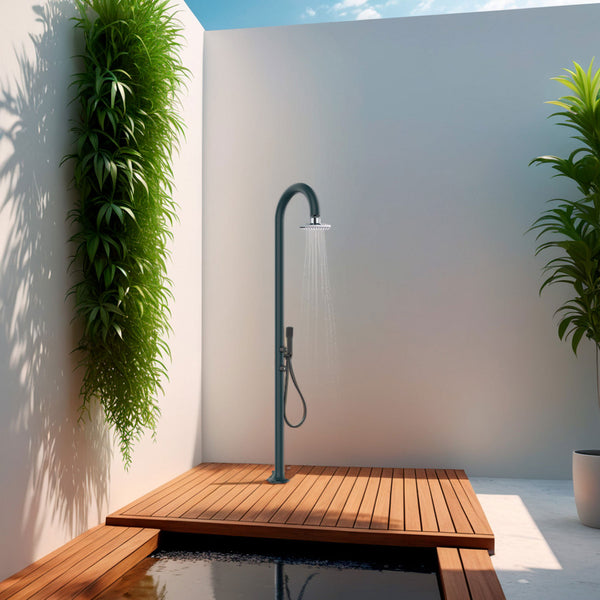 Doccia da Giardino in Alluminio Soffione Lcd Quadrato e Doccino Sined Luna Alu D Grigio sconto