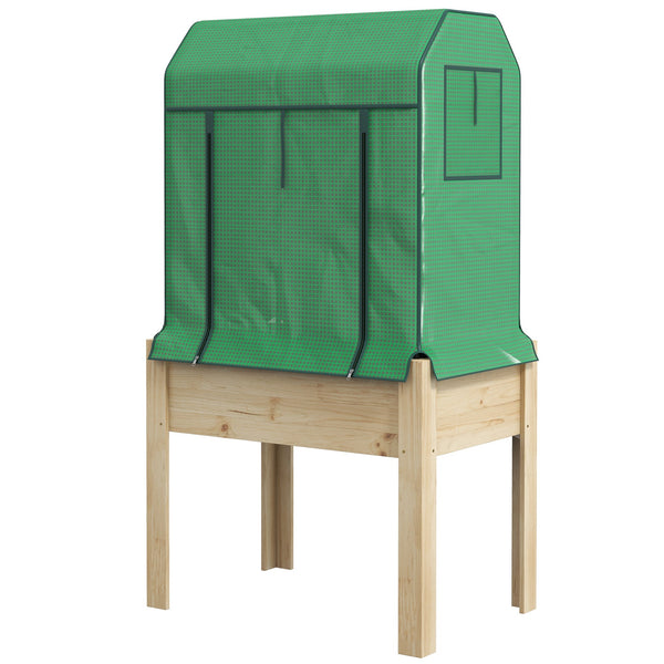 sconto Letto per Orto Rialzato con Copertura 80x60x165 cm in Legno e PE Verde
