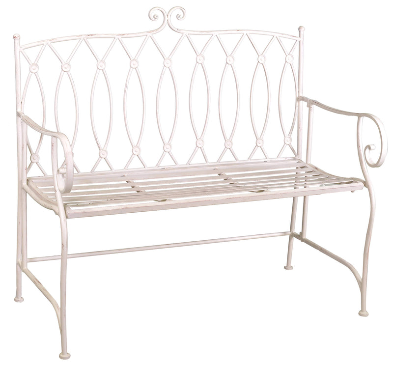 Panchina 2 Posti da Giardino 104x55x95,5 cm in Metallo Ragusa Bianca