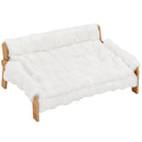 Divanetto per Cani e Gatti Rialzato 70x47x30 cm con Copertura Rimovibile e Piedini Antiscivolo in Peluche e MDF Bianco      