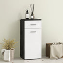 Mobile Bagno 35x30x77,5cm con Cassetto e Armadietto in Legno Bianco e Nero  