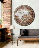 Pannello Bizantino Map Ø125x3,5 cm in Ferro Multicolor