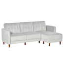 Divano Letto Angolare 218x110x66 cm con Penisola in Legno e Tessuto Grigio Chiaro