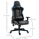 Sedia da Gaming Ergonomica 72x54x126-136 cm in PVC  Nera e Blu