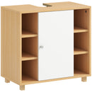 Mobile Sottolavabo Bagno 60x33x57cm con Armadietto a 2 Ante Soft-Close e 6 Ripiani Aperti Bianco      