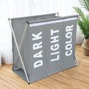 Cesto Portabiancheria 63x61x32 cm 3 Scomparti in Alluminio Grigio Scuro