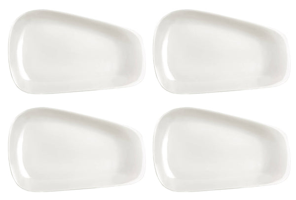sconto Set 4 Piatti Trapezio 35x23x2 cm in Porcellana Allluminica Kaleidos Aluxina Bianchi