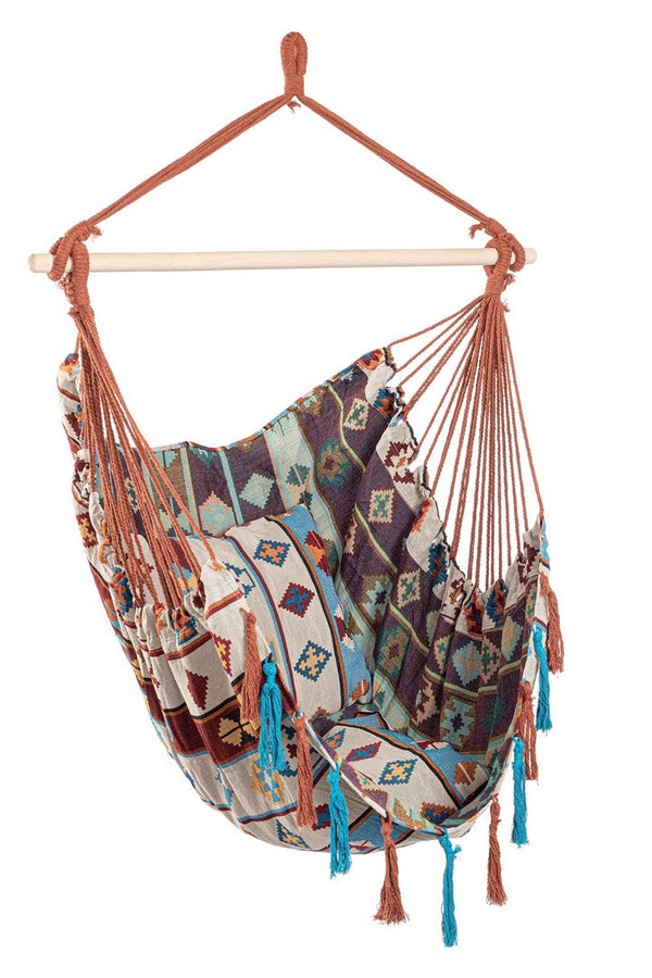 Amaca Sedia Sospesa da Giardino 120x146 cm in Poli-Cotone Santander Azzurro-Beige online