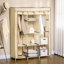 Armadio  Guardaroba da Campeggio 125x43x162,5 cm 8 Ripiani in Tessuto Beige