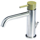 Rubinetto Miscelatore Monocomando Lavabo con Scarico in Acciaio Inox Maniglia Ulivo