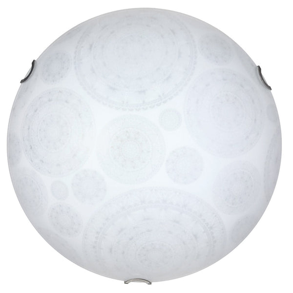 acquista Plafoniera 1xE27 Ganci Cromo Vetro Lastra Bianco Decorato Ruote E-Energy Tosca