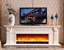 Camino Elettrico da Pavimento 70x200x33 cm Effetto Fiamma 1500W Poseidon Bianco