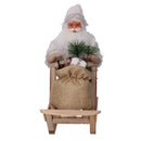 Pupazzo Babbo Natale in Tessuto con slitta e regali verde bianco cm 33x12xh30
