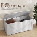 Cassapanca con Cerniere di Sicurezza Contenitore Capacità 127L 100x40x45cm in Legno Bianco  