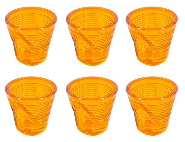 prezzo Set 6 Tazzine da Caffè Accartocciati Ø6,5 cm in Vetro Pressato Kaleidos Arancioni