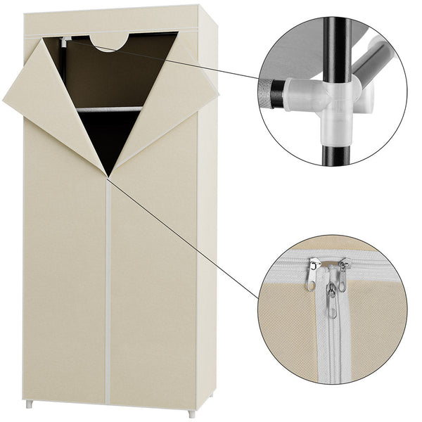 Armadio in tessuto TNT Guardaroba Appendiabiti con Ripiano 70x46x160 cm Beige sconto