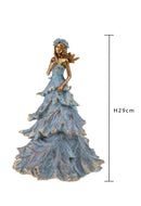 Statuina Donna con Abito 29 cm in Resina Turchese