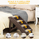 Scaletta per Cani Pieghevole con 4 Gradini Antiscivolo 62x38x49,5 cm in PP Marrone