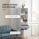 Mobile 3 Cassetti e 2 Ripiani 50x39x169,5 cm in Truciolato e Legno di Pino Grigio Bianco